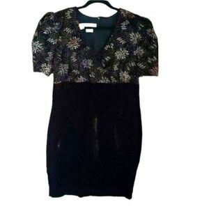 Vintage 80s 90s Diana Marco Black Velvet Dress